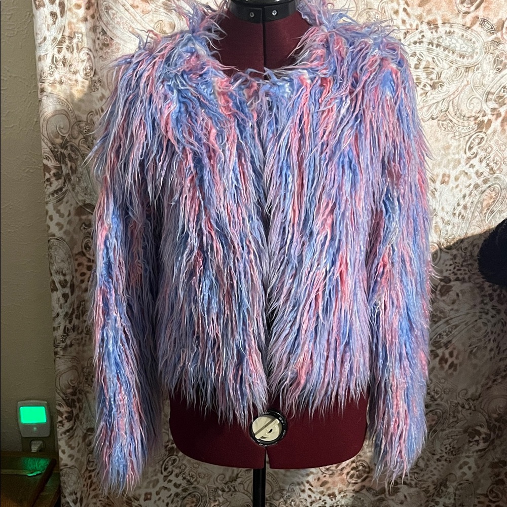Sugar Thrillz Pink and Blue Fuzzy Teddy Jacket